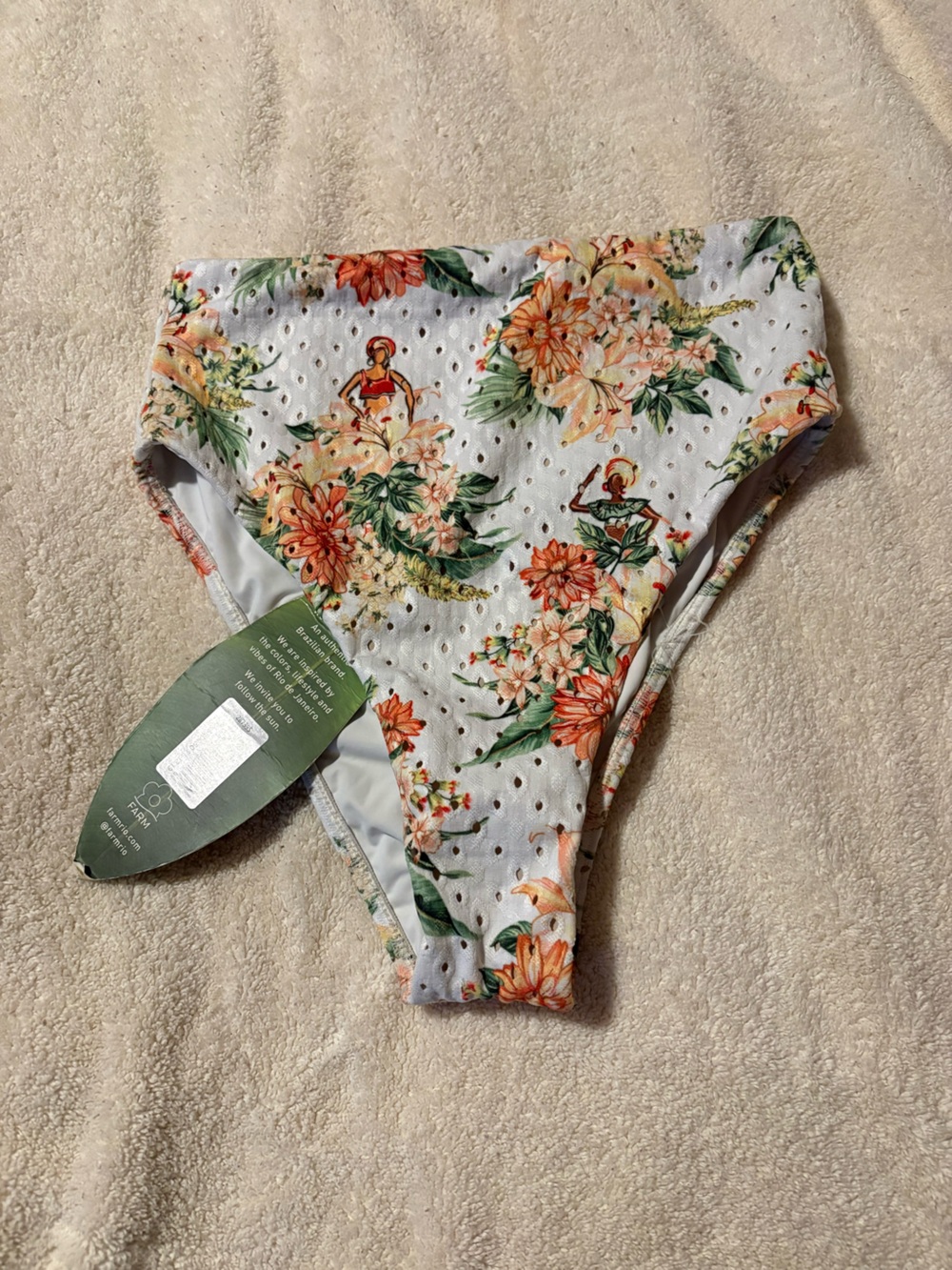 Farm Rio NWT Floral Eyelet High-Waist Bikini Bottoms - Small